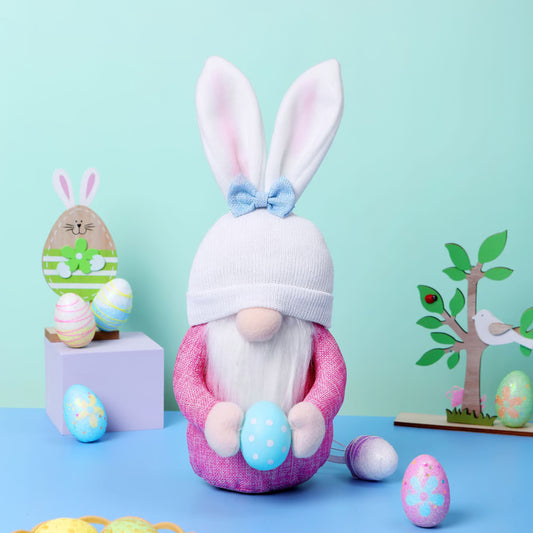 Easter Bunny Gnome with Easter Egg – Faceless Plush Doll & Spring Décor
