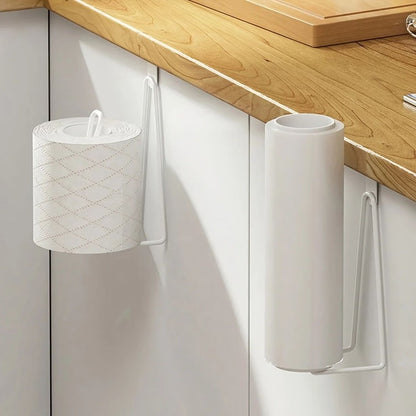 No-Drill Wall Mount Toilet Paper Holder – Space-Saving Bathroom Tissue Roll Hanger with Painted Finish