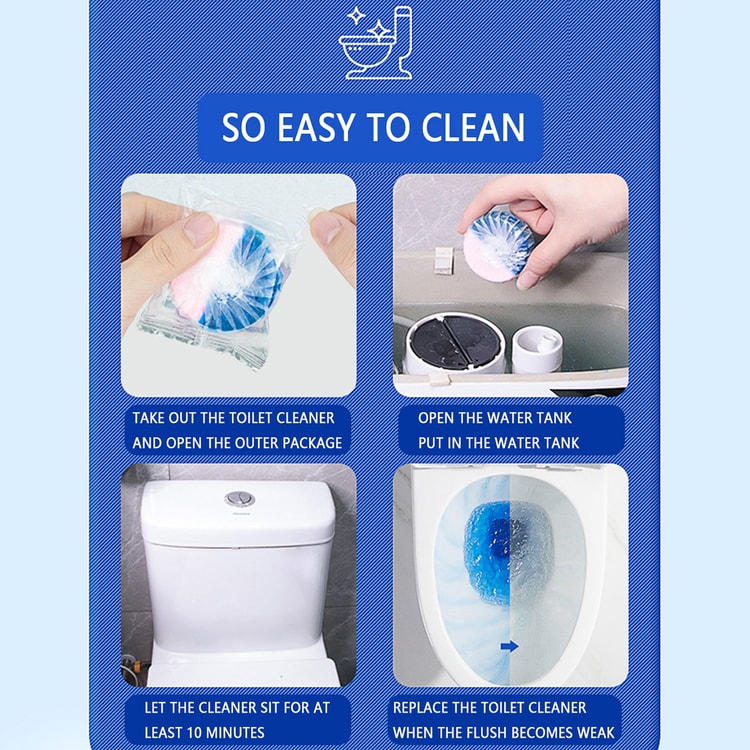 Automatic Toilet Bowl Cleaner Tablets Continuous Fresh Flush Deodorizer for Odor Free Bathroom