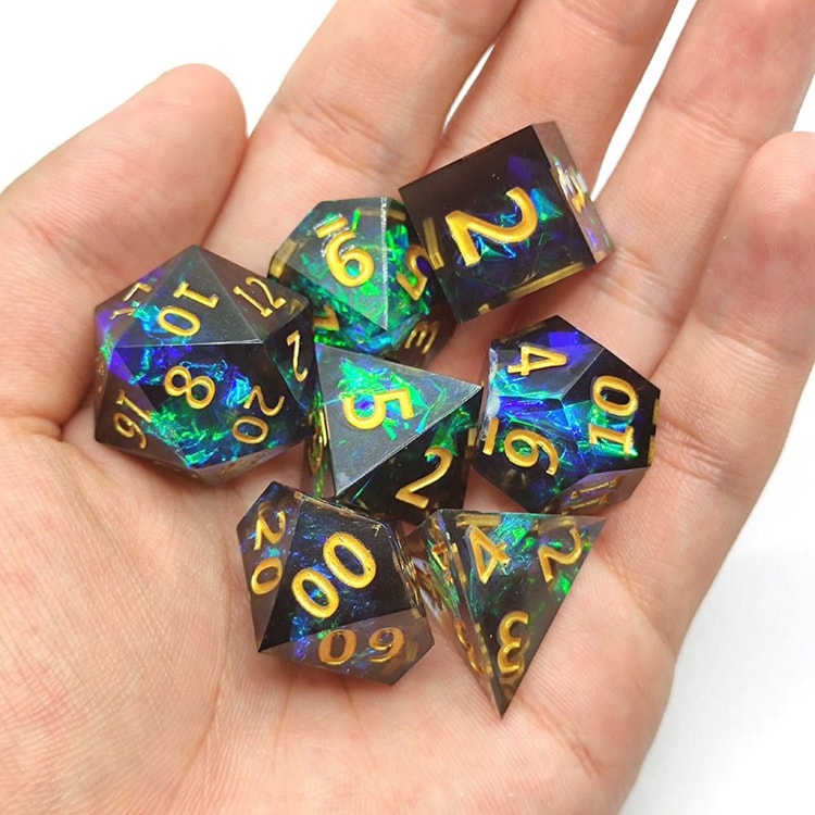 Polyhedral Resin Dice Set, Multicolor Creative Dice Gift, Sharp Corner Dice