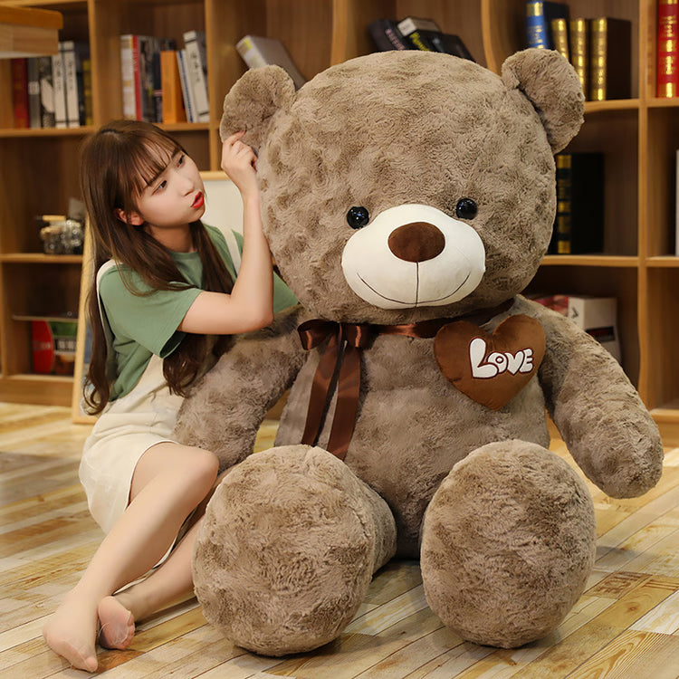 Soft Teddy Bear Plush Toy with Heart Design – 2 Colors, Gift &amp; Room Decor