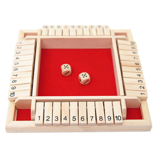 TimberTurn Wooden Number Game – Family Dice & Flip Tile Board Game for 2–4 Players