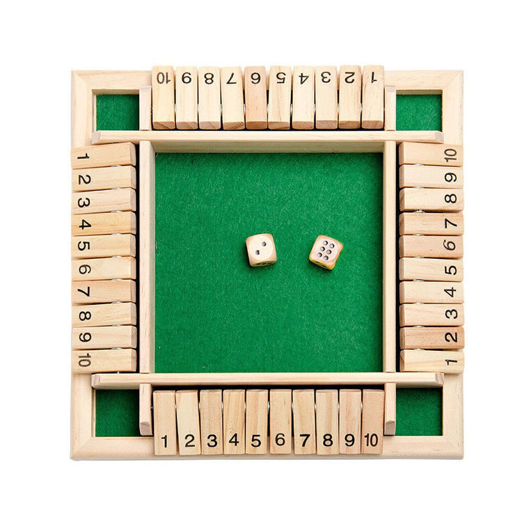 TimberTurn Wooden Number Game – Family Dice & Flip Tile Board Game for 2–4 Players