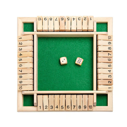 TimberTurn Wooden Number Game – Family Dice & Flip Tile Board Game for 2–4 Players