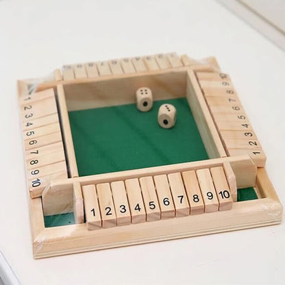 TimberTurn Wooden Number Game – Family Dice & Flip Tile Board Game for 2–4 Players