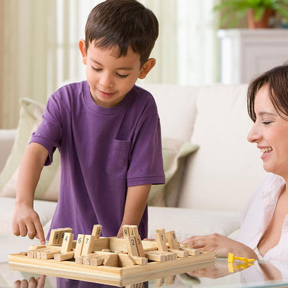 TimberTurn Wooden Number Game – Family Dice & Flip Tile Board Game for 2–4 Players