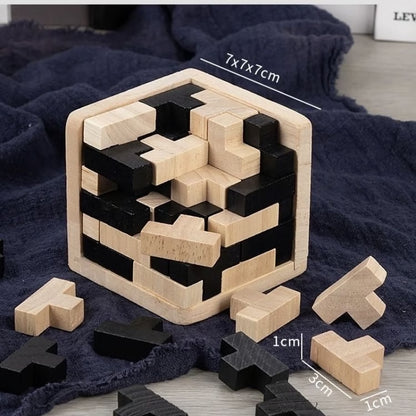 WoodiForm 3D Wooden Puzzle Cube – Shape Assembly Brain Teaser & Educational Activity Toy
