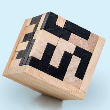 WoodiForm 3D Wooden Puzzle Cube – Shape Assembly Brain Teaser & Educational Activity Toy