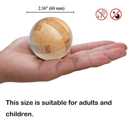 Kongora Wooden Puzzle Sphere – Classic 3D Brain Teaser & Handheld Puzzle for Kids and Adults
