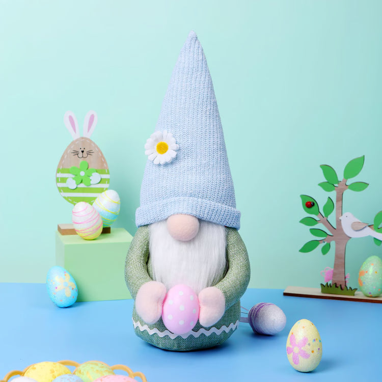 Easter Bunny Gnome with Easter Egg – Faceless Plush Doll &amp; Spring Décor