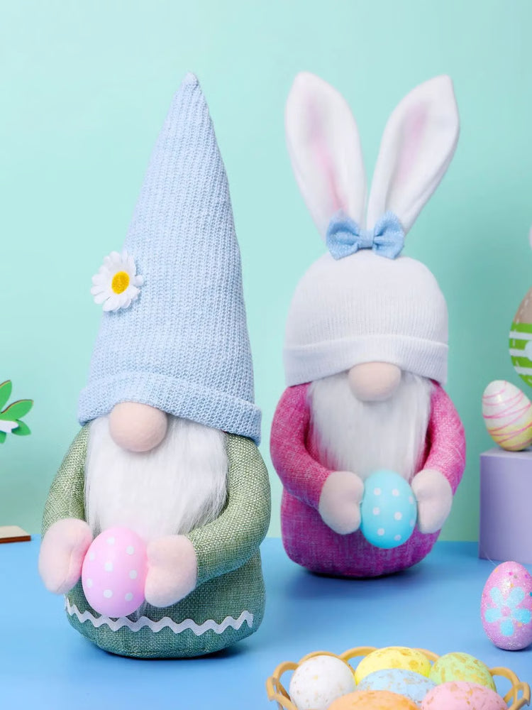 Easter Bunny Gnome with Easter Egg – Faceless Plush Doll &amp; Spring Décor