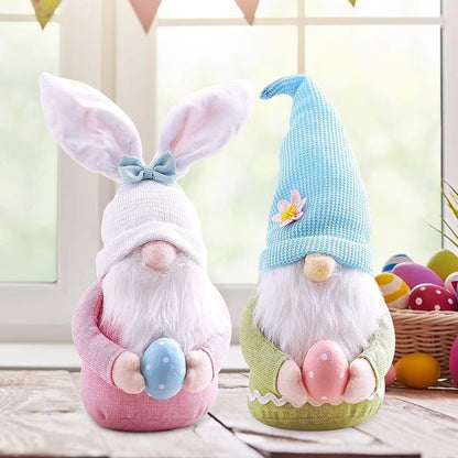 Easter Bunny Gnome with Easter Egg – Faceless Plush Doll &amp; Spring Décor